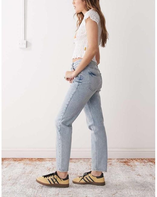 Noisy May Blue Moni High Waisted Straight Jeans