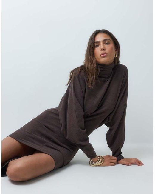 ASOS White Supersoft Drape Batwing Mini Dress
