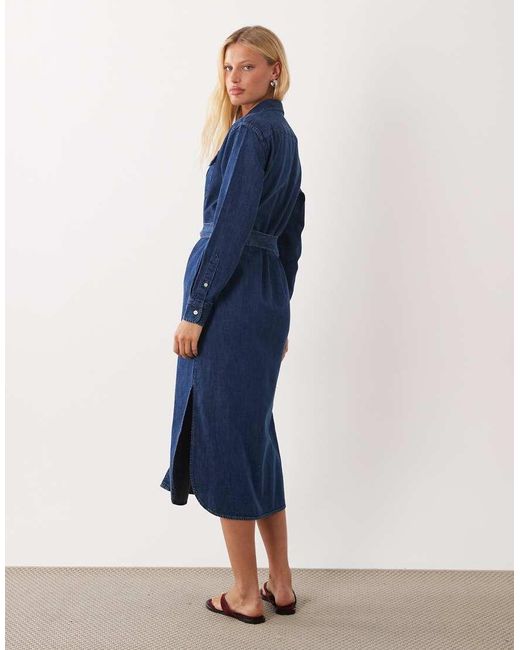 Ralph Lauren Blue Midi Shirt Day Midi Dress