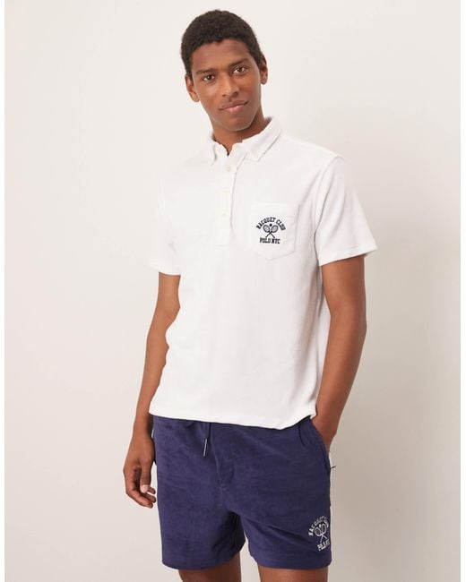 Polo Ralph Lauren – klassisch geschnittenes polohemd aus baumwoll-frottee in White für Herren