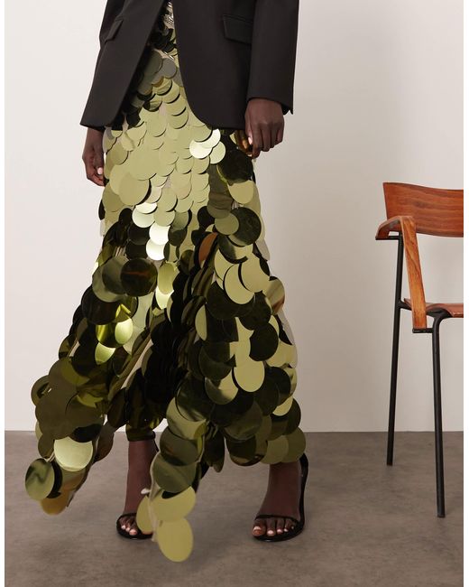 Jupe longue à ourlet droit avec ornements linéaires ondulés ARRANGE en coloris Natural