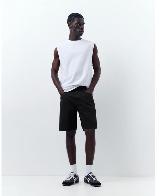 Bermuda classique en jean Pull&Bear pour homme en coloris White