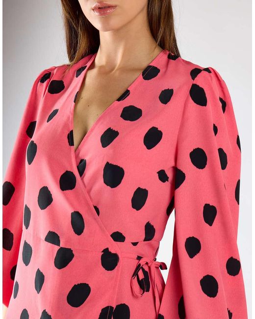 Glamorous Red Wrap Front Mini Dress