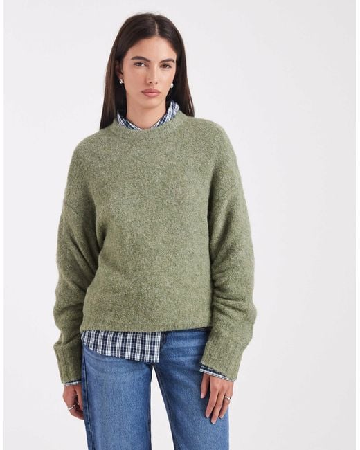 ASOS Green Ruched Sleeve Jumper
