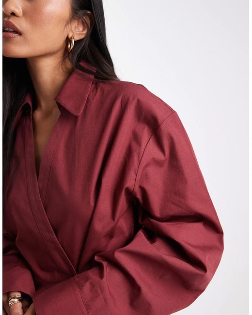 ASOS Red Wrap Shirt With Cocoon Sleeve