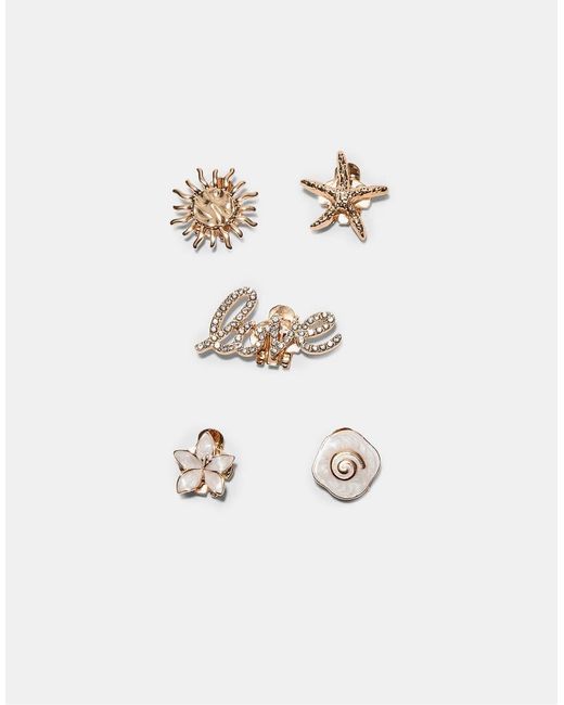 Stradivarius White Set Of 5 Shoe Pins