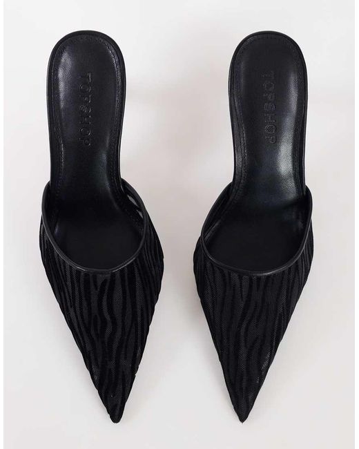 TOPSHOP Black Alessio Angular Heel Pointed Court Shoe
