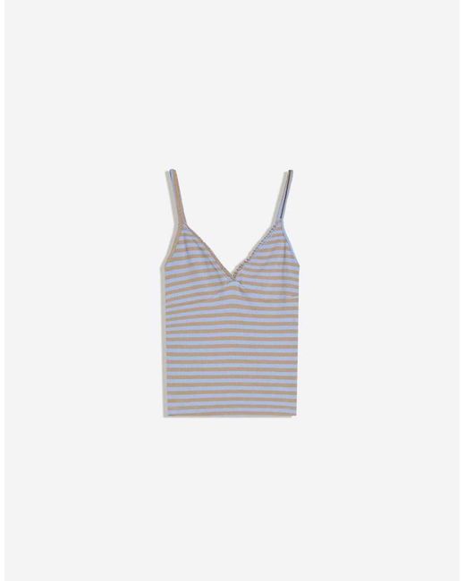 Bershka White Gathered Strappy Top