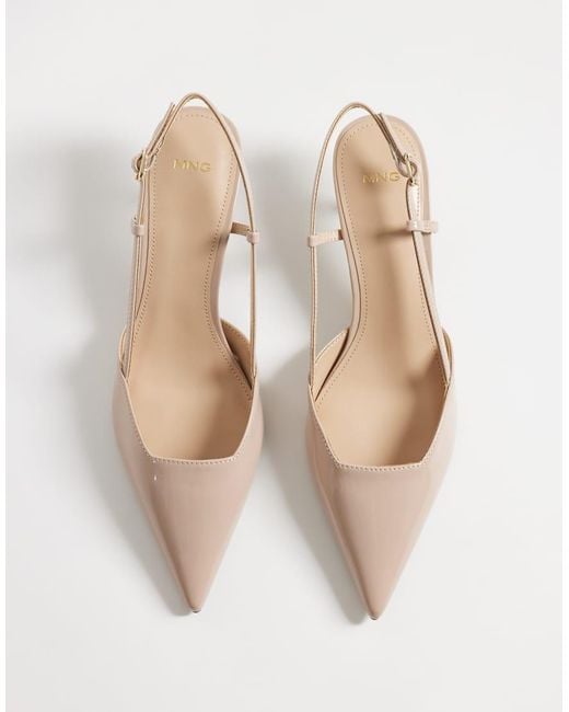 Mango Natural Heeled Slingback Court Shoe