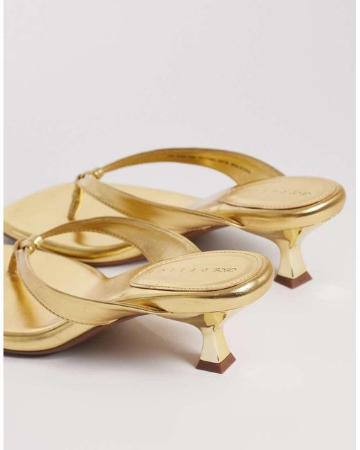ASOS Natural Wide Fit Havana Toe Thong Kitten Heel Sandals