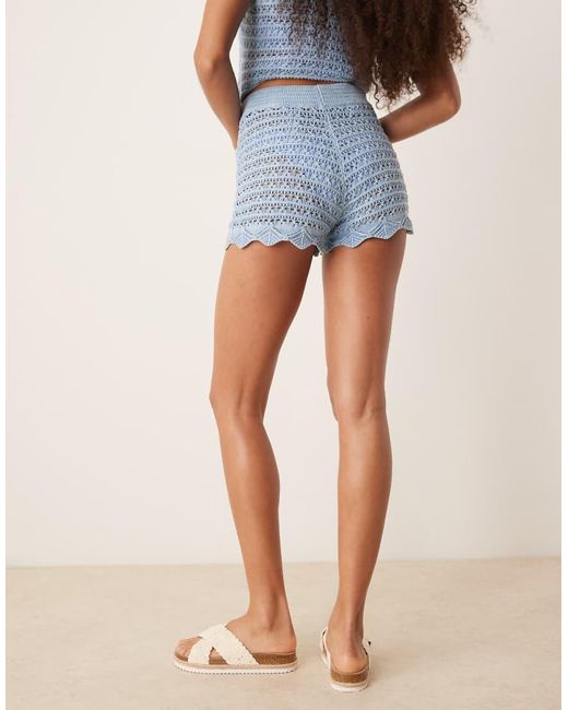 Pantalones Cortos Azules Con Patrón Calado De Punto Texturizado De (Parte De Un Conjunto) ASOS de color Blue