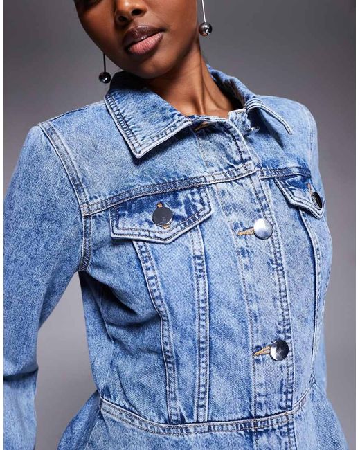 River Island Blue Long Sleeved Denim Mini Dress