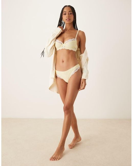 KAT THE LABEL Yellow Arabella Lace Thong