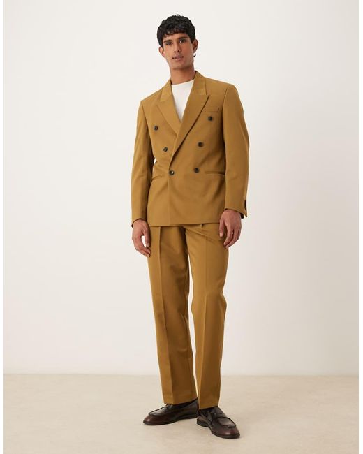 ASOS Natural Regular Double Breasted Suit Jacket for men