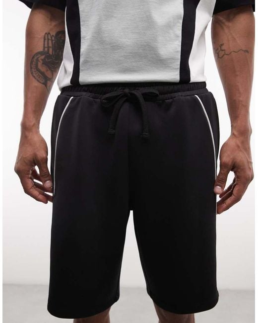 ASOS White Oversized Jersey Shorts With Piping for men