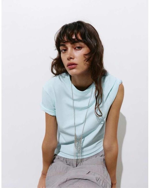 T-Shirt Basic A Maniche Corte Pallido di Pull&Bear in Blue