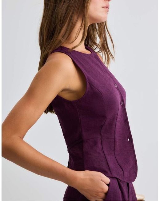 Stradivarius Purple Buttoned Waistcoat