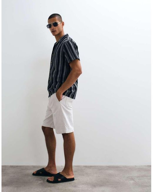 ARKET White Linen Mix Drawstring Shorts for men