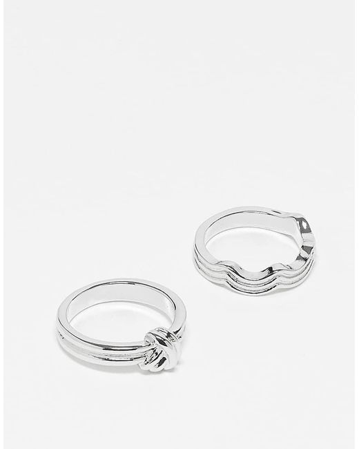 ASOS Set Van 2 Band-Ringen Met Touw-Model in het White voor heren