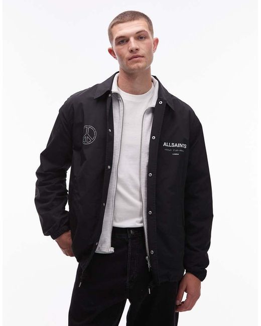 AllSaints Black Orbital Coach Jacket for men