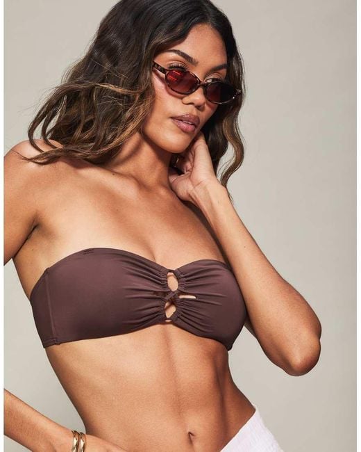 KBX Brown Solid Collections Non-Wired Bikini Top