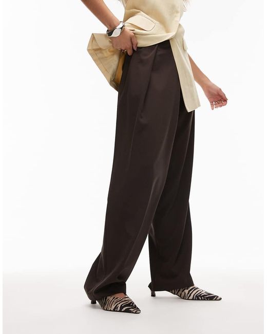 ASOS Elegante Broek Met Taille Met Overslag En Wijde Pijpen in het Black
