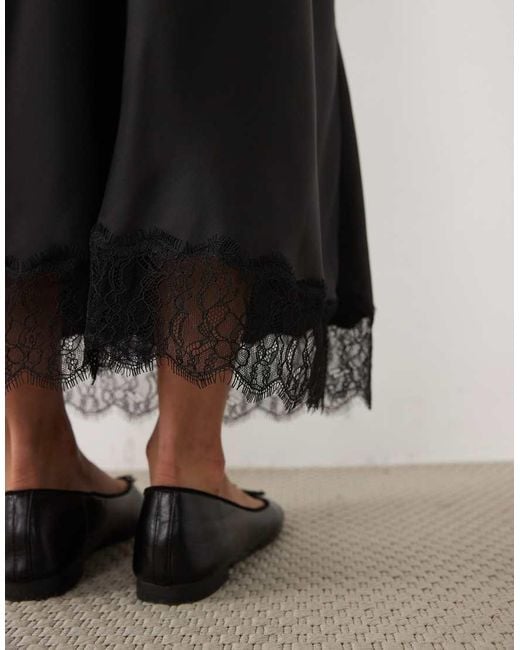 Jdy White Lace Trim Satin Maxi Skirt