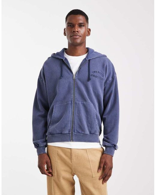 Levi's Blue Two Horse Cropped Full Zip Hoodie for men