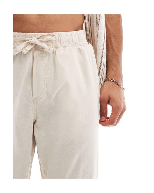 Jack & Jones White Drawstring Linen Mix Trouser for men