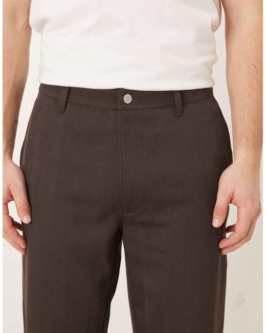 Pantaloni Dritti Marroni Effetto Lana di ASOS in Natural da Uomo