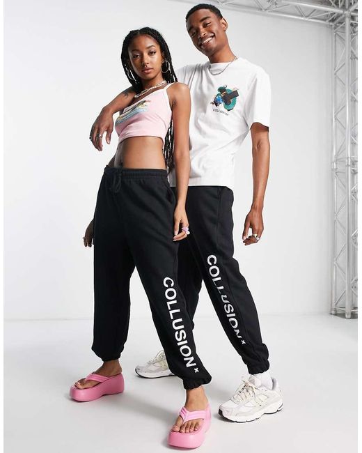 Collusion Black Unisex Logo jogger