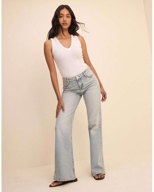 Nobody's Child Natural Light Low Rise Penny Relaxed Flare Jeans