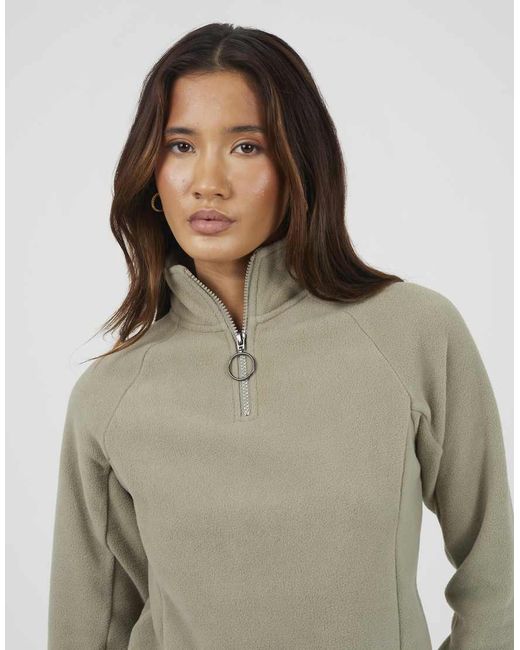 Brave Soul Natural Quarter Zip Polar Fleece Sweatshirt