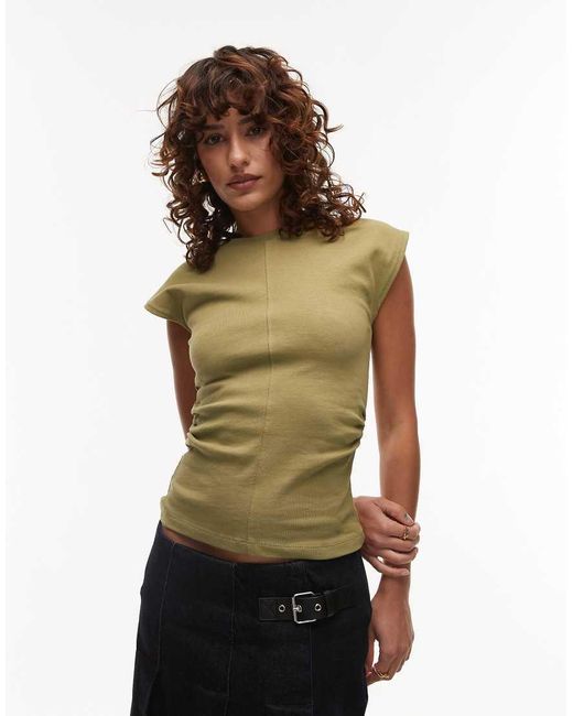 TOPSHOP Getailleerde Gestructureerde Top in het Green