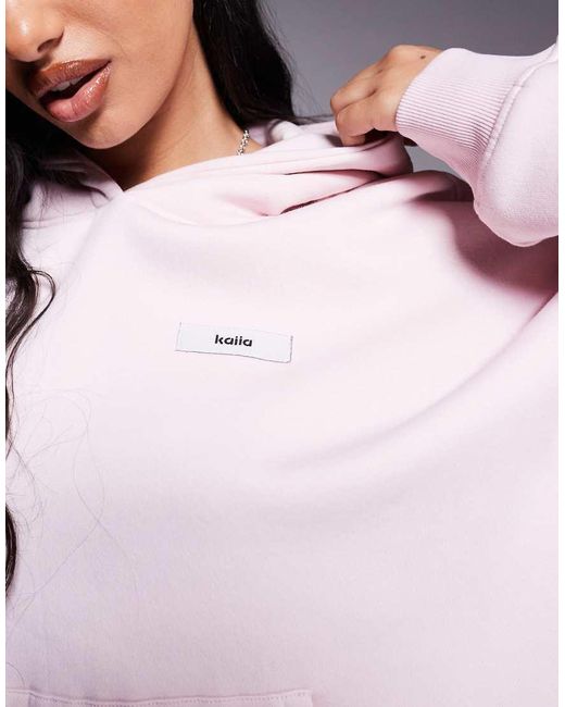Sudadera Rosa Claro Extragrande Con Capucha Y Detalle De Etiqueta Con Logo Exclusiva De (Parte De Un Conjunto) Kaiia de color Purple