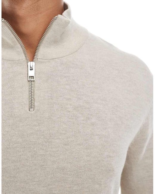 Jack & Jones White Quarter Zip Jumper for men