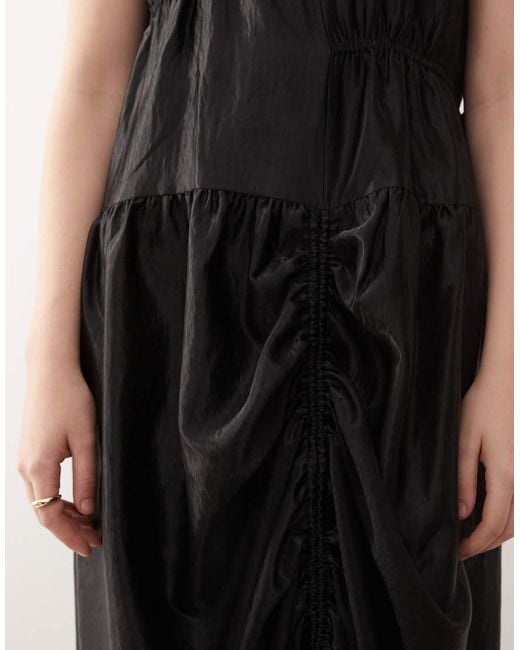 Collusion Black Multi Channel Satin Maxi Dress