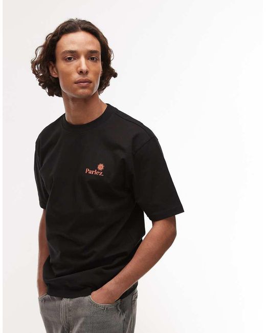 Camiseta Negra Con Estampado En La Espalda Ardor De Parlez de hombre de color Black