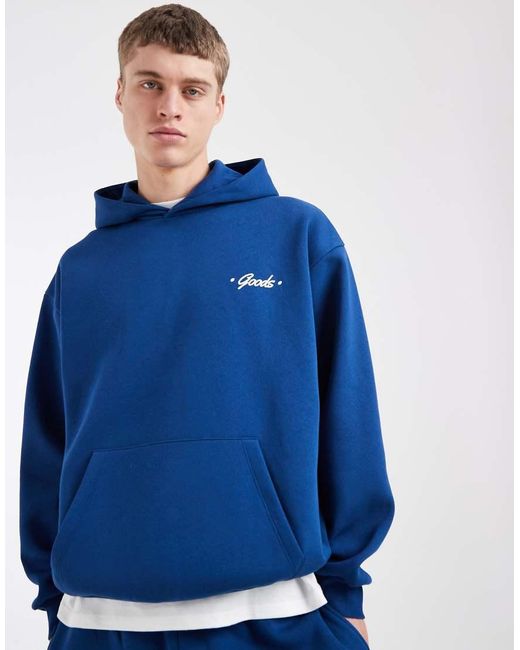 ASOS Blue Oversized Hoodie With Graphic for men
