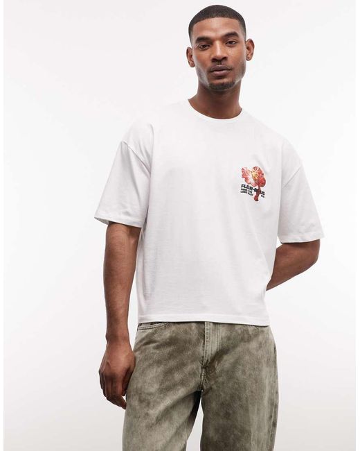 ASOS White Boxy Oversized T-shirt With Floral Graphic for men