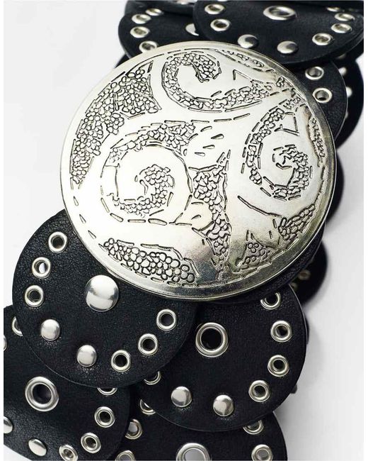 Pull&Bear Black Faux Leather Belt With Circles