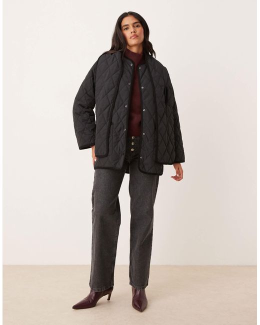 Nobody's Child Black Scarf Detail Quilted Jacket