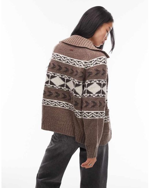 Levi's Black Waverly Wool Blend Fairisle Zip Through Jumper