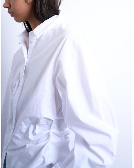 Chemise à manches longues et taille cintrée TOPSHOP en coloris White