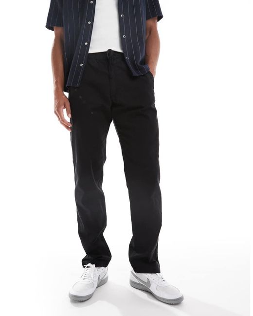 Jack & Jones Black Relaxed Fit Linen Mix Trouser for men