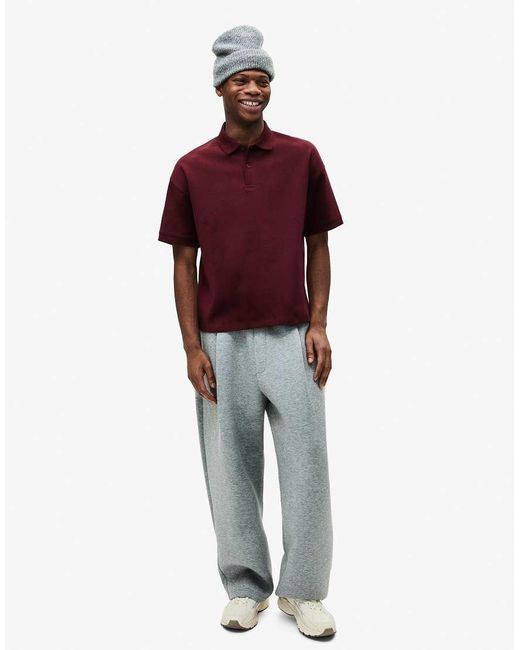 Bershka Red Boxy Oversized Short-Sleeve Polo Shirt for men
