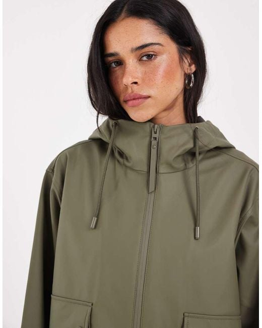 ONLY Green Hooded Rain Jacket