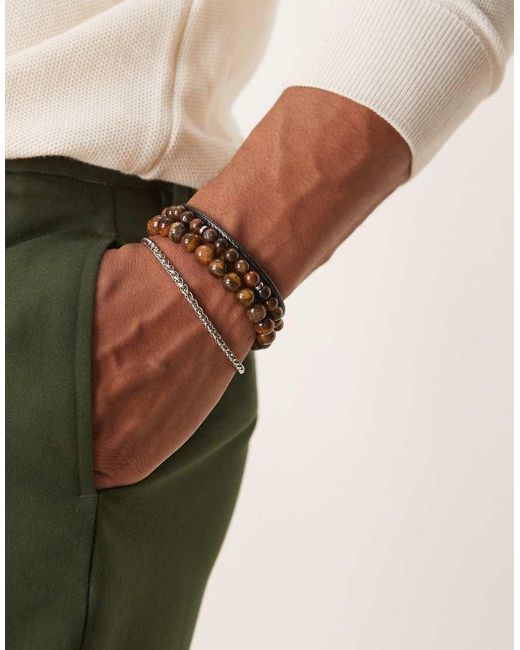 Confezione Da 4 Bracciali Da Festival di ASOS in Natural da Uomo