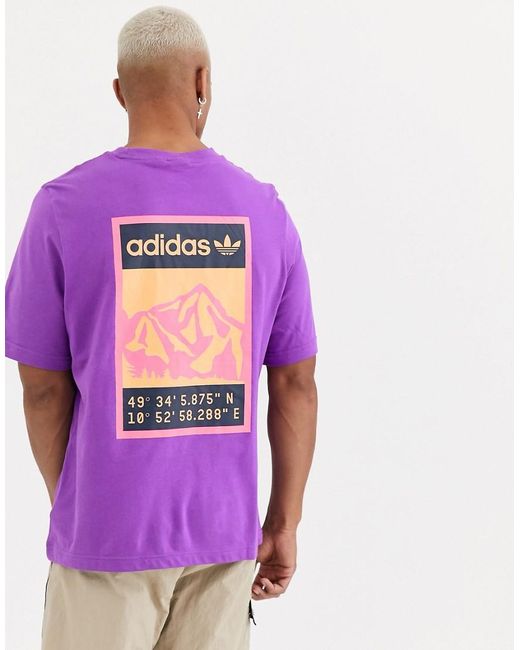 adidas Originals Adiplore T-shirt With Back Print in Purple for Men | Lyst