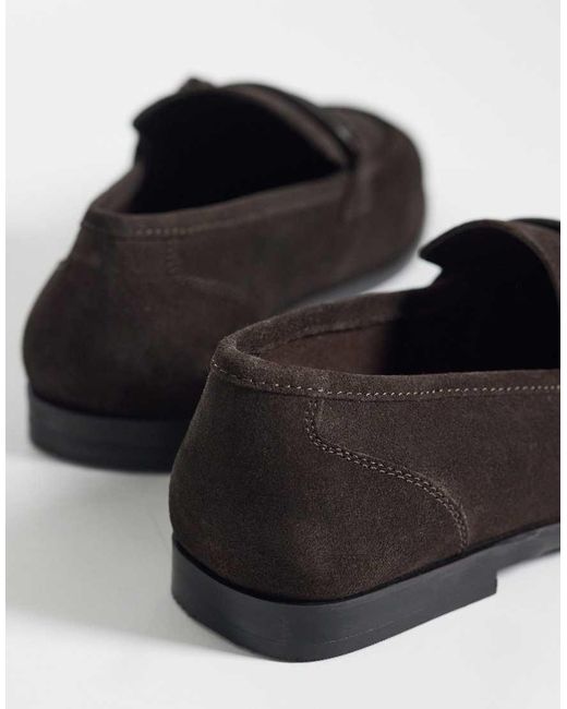 ASOS Brown Slim Loafers With Knotted Snaffle for men